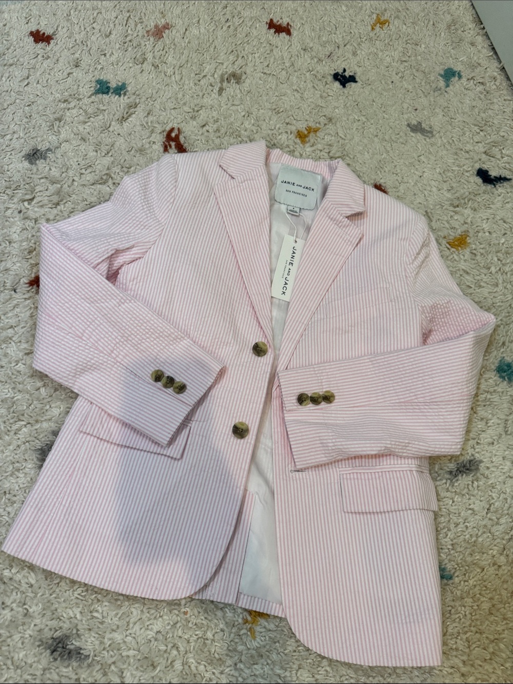 Janie and Jack Pink Seersucker Blazer